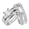 thumbnail image 1 of His and Hers Wedding Rings Set Sterling Silver Bands for Him Her, 1 of 6