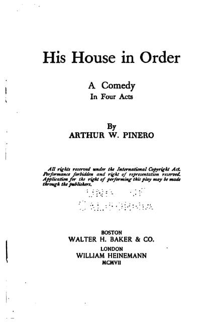 His house in order, a comedy in four acts, (Paperback)