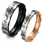 ARCO IRIS JEWELRY His or Her Promise Ring "Will always be with you" Couple's Matching Wedding Band in Stainless Steel, for Men or Women, Comfort Fit (Style 3d5607)