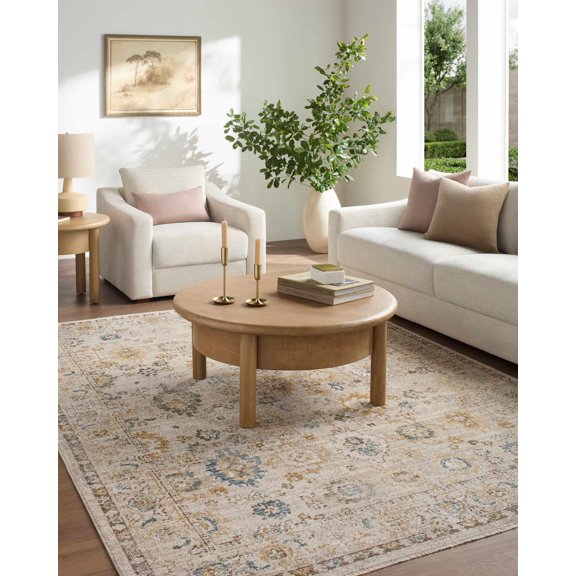Hisako Traditional Runner Rug - Taupe, Ivory, Olive - 2'6" x 7'3" Runner