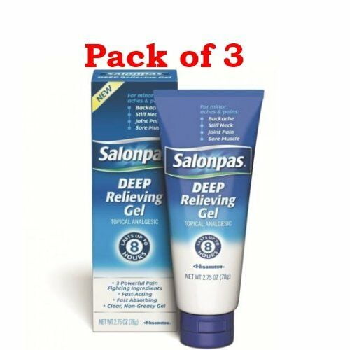 Hisamitsu Salonpas Non-greasy Deep Topical Relieving Gel 2.75 oz, 3-Pack