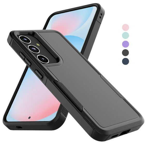 Hisdou Cover For Samsung Galaxy S24 FE,[2-in-1] Dual Layer Cover Shockproof Phone Case Ultra Slim Anti-Scrath Hard Non Slip Hybrid Bumper For Samsung Galaxy S24 FE 2024|SM-S721B|6.7" -Black