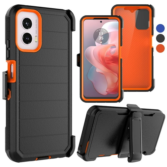 Hisdou For Motorola Moto G Power 5G 2024 Holster Case,[Built in Screen Protector] Heavy Duty Full Body Rugged Case With Belt Clip Shockproof Kickstand Hard Shell For Moto G Power 5G 2024-Orange