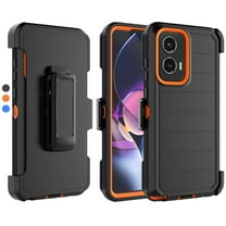 Hisdou For Motorola Moto G Stylus 5G 2024 Holster Case,[3n 1] Heavy Duty Case With Built in Screen Protector Belt Clip Shockproof Kickstand Shell Cover For Moto G Stylus 5G 2024 6.7"-Orange