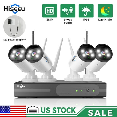 Hiseeu 3MP Security Camera System Wireless Wifi Home CCTV 16CH NVR Kit No HDD
