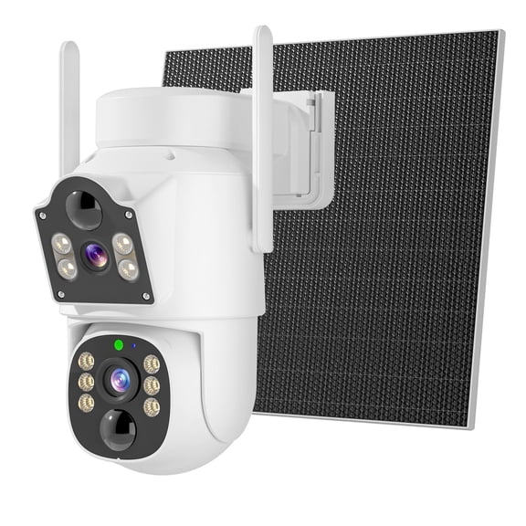 Hiseeu 4MP Dual Lens Solar Battery Security Camera, 360 View Wireless Outdoor Camera, Waterproof PIR Detection 2-Way Audio