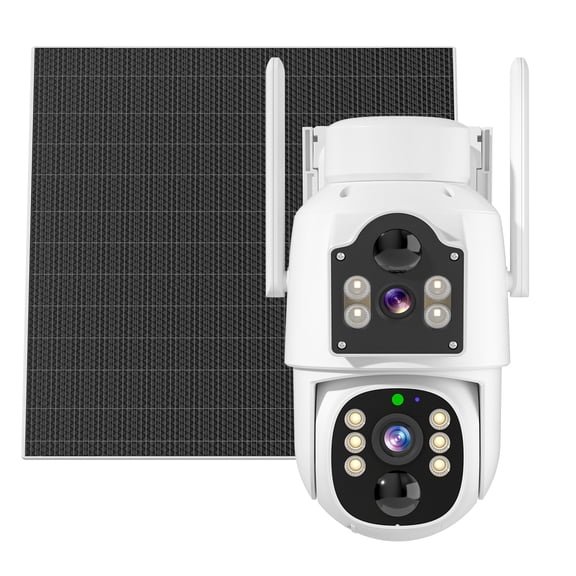 Hiseeu 4MP Dual Lens Solar Battery Security Camera, 360 View Wireless Outdoor Camera, Waterproof PIR Detection 2-Way Audio