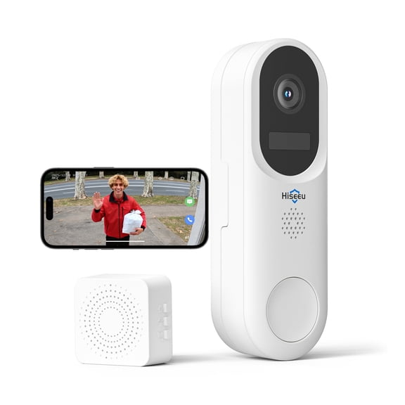 Hiseeu 4MP Video Doorbell Camera with 2-Way Audio, 2.4G/5G Dual Band WiFi, Easy Installation, Night Vision and Cloud Storage for Home Security