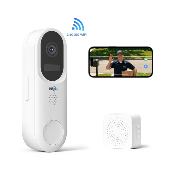 Hiseeu 4MP Video Doorbell Camera with 2-Way Audio, 2.4G/5G Dual Band WiFi, Easy Installation, Night Vision and Cloud Storage for Home Security