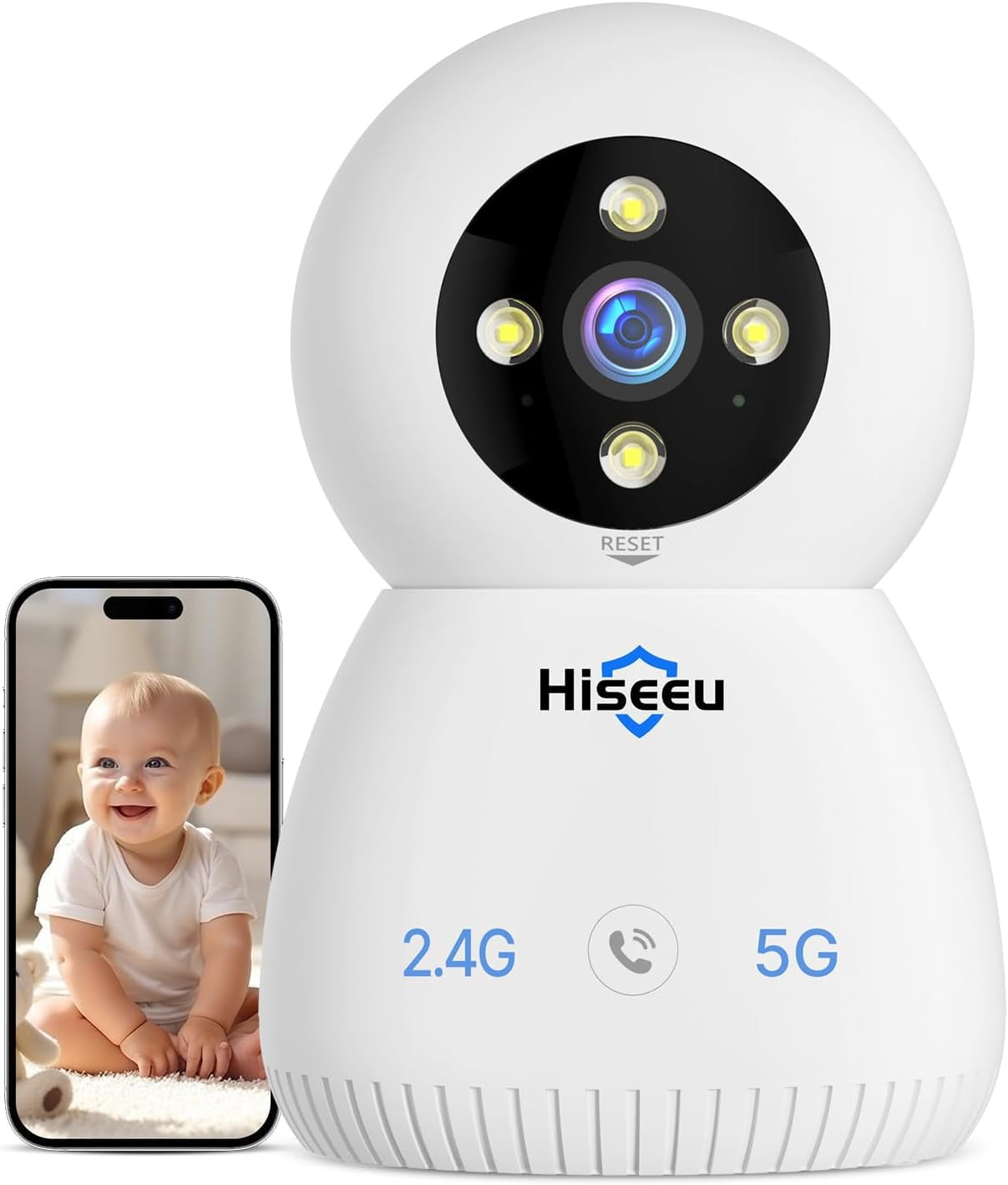 REOLINK E1 Pro Indoor Security Camera 2-Pack - 5MP 360°, Person/Pet/Baby Cry Detection, Dual-Band WiFi, Local Storage