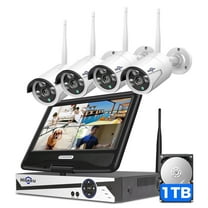 Hiseeu Security Camera System with 10.1'' Monitor 10CH 1TB Hard Drive NVR, Wireless Wifi Cameras for Recording and Remote View, Home Security Camera System