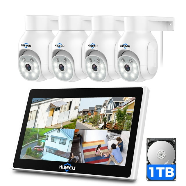 Hiseeu Wireless Security Camera System, 4PCS 5MP Outdoor Camera with