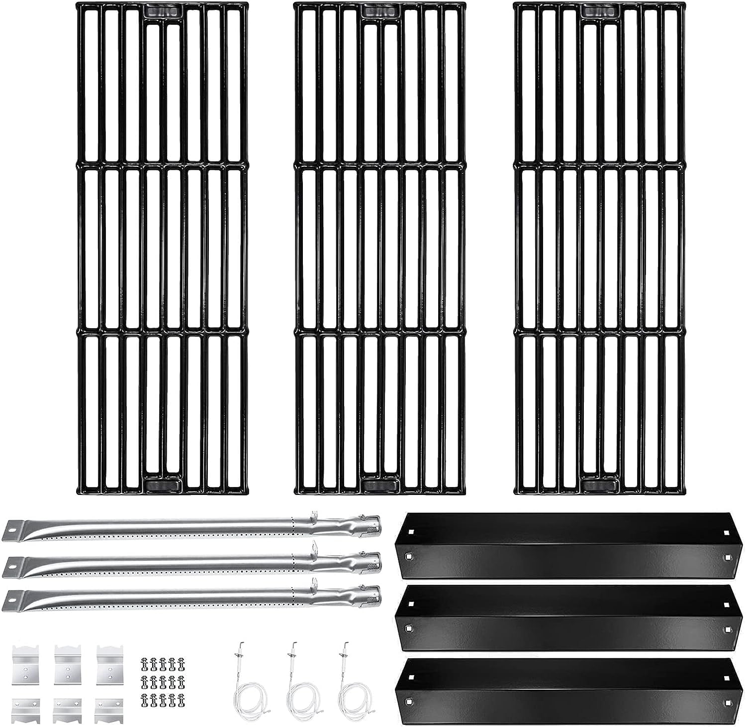 Searglow Barbecue Replacement Parts for Chargriller 3001 3008 3030 4000 5050 5252 Gas Grill Models Stainless Steel Burner Porcelain Steel Heat Plate Porcelain Cast Iron Cooking Grid Grates Walmart