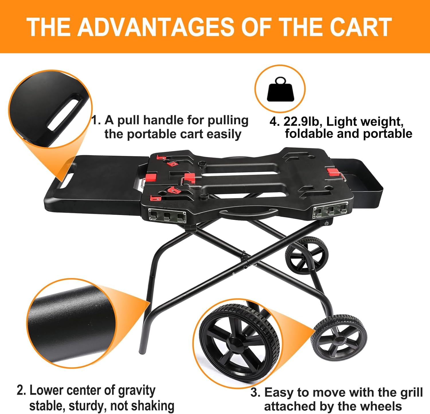 Hisencn Portable Grill Cart for er Q1000, Q2000 Series Gas Grills