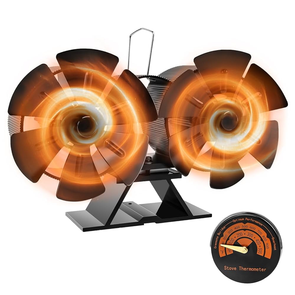 Hisencn Wood Stove Fan Heat Powered ,12 Blade Fireplace Fan for Wood