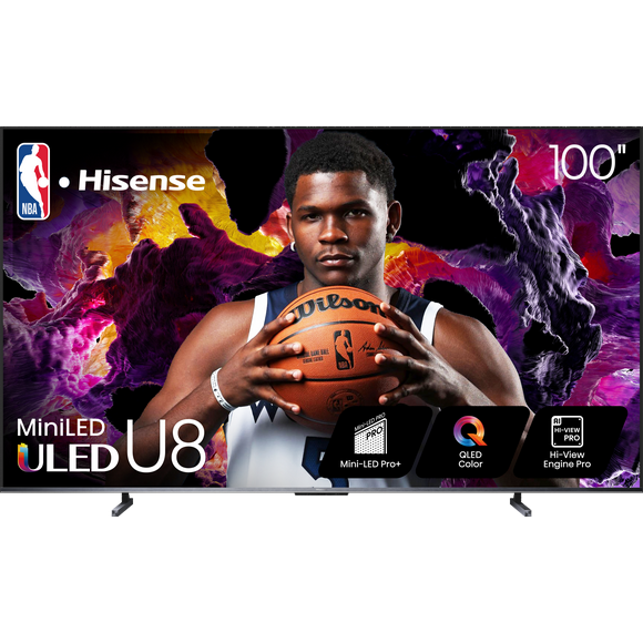 Hisense 100" Class U8 Series Mini-LED ULED 4K UHD Google Smart TV (100U8K) - QLED, Native 144Hz, 1500-Nit, Dolby Vision IQ, Full Array Local Dimming, Game Mode Pro
