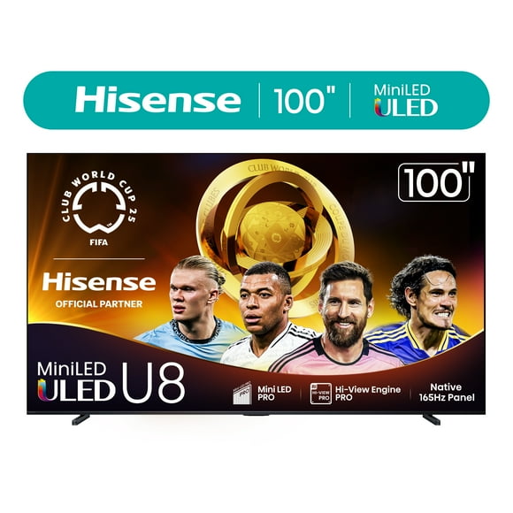 Hisense 100" Class U8 Series Mini-LED ULED 4K UHD Google Smart TV (100U8K) - QLED, Native 144Hz, 1500-Nit, Dolby Vision IQ, Full Array Local Dimming, Game Mode Pro