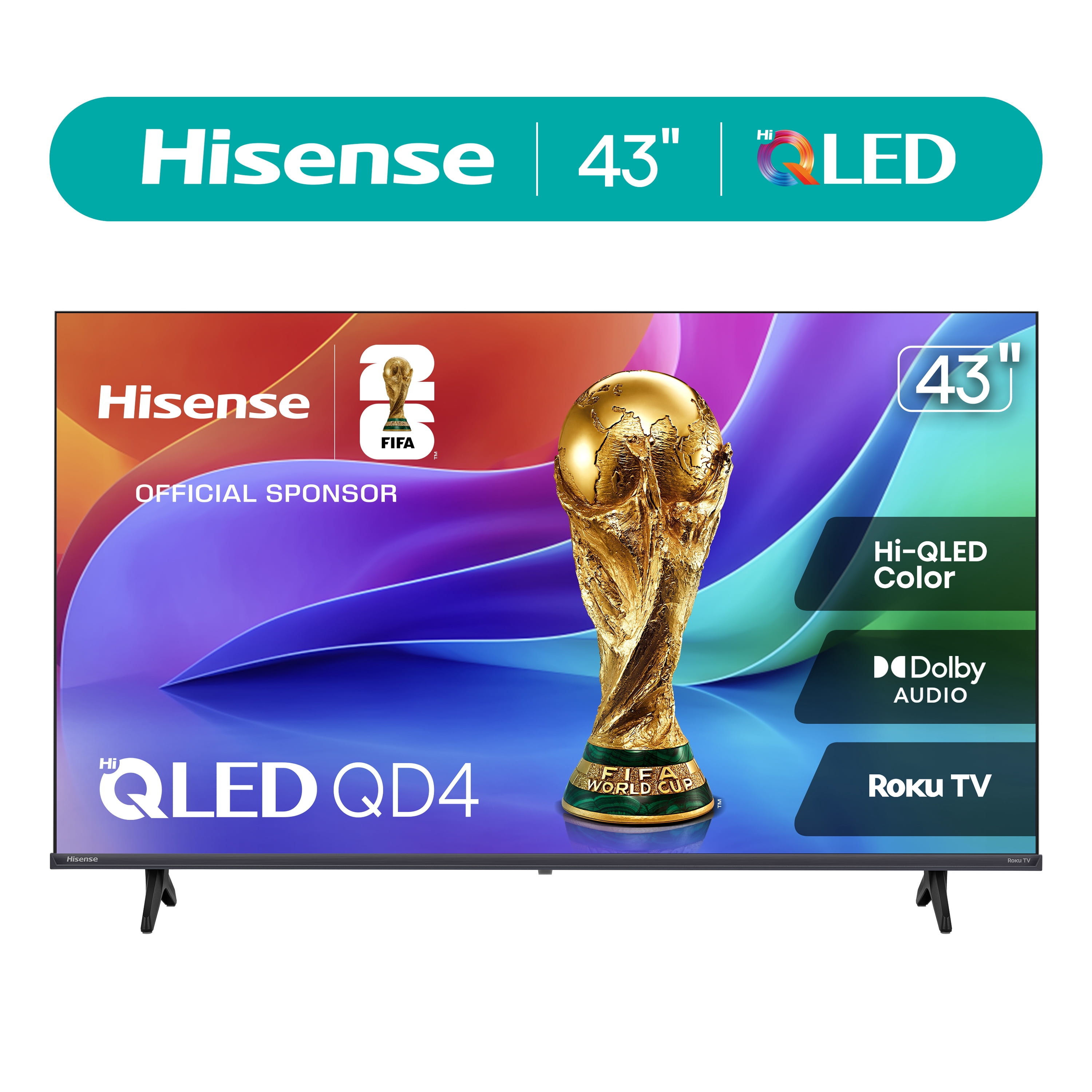 Hisense 43" Class QD40R Series Hi-QLED FHD Smart Roku TV (43QD40R, 2026 Model) - Hi - QLED Color, Dolby Audio, Full Array LED, Slim Bezel Design, Noise Reduction, Game Mode, Roku OS
