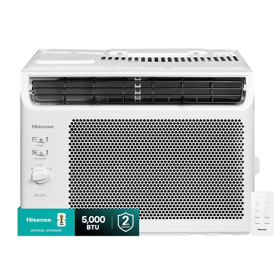 Hisense 5,000 BTU Window Air Conditioner 150 sq ft. Easy Clean, Easy to Install, 4-Way Air Direction, Powerful Cooling with Ultra Quiet Comfort, White (WAW0525CM1W)