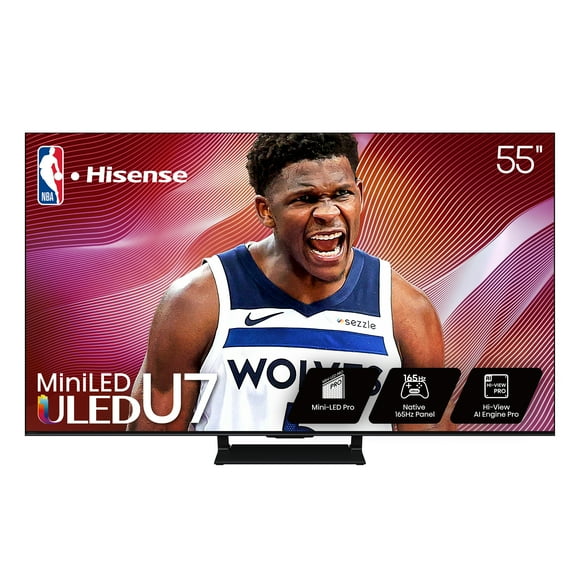 Hisense 55" Class U7 Series Mini-LED ULED 4K UHD Google Smart TV (55U75QG, 2025 Model) - QLED, Native 165Hz, Dolby Vision IQ, Dolby Atmos, Full Array Local Dimming, Game Mode Ultra