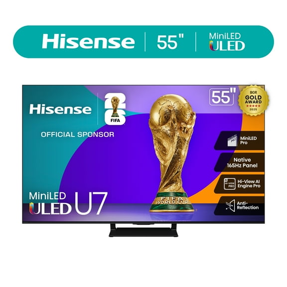 Restored Hisense 55" Class U7 Series Mini-LED ULED 4K UHD Google Smart TV (55U75QG, 2025 Model) - QLED, Native 165Hz, Dolby Vision IQ, Dolby Atmos, Full Array Local Dimming, Game Mode Ultra