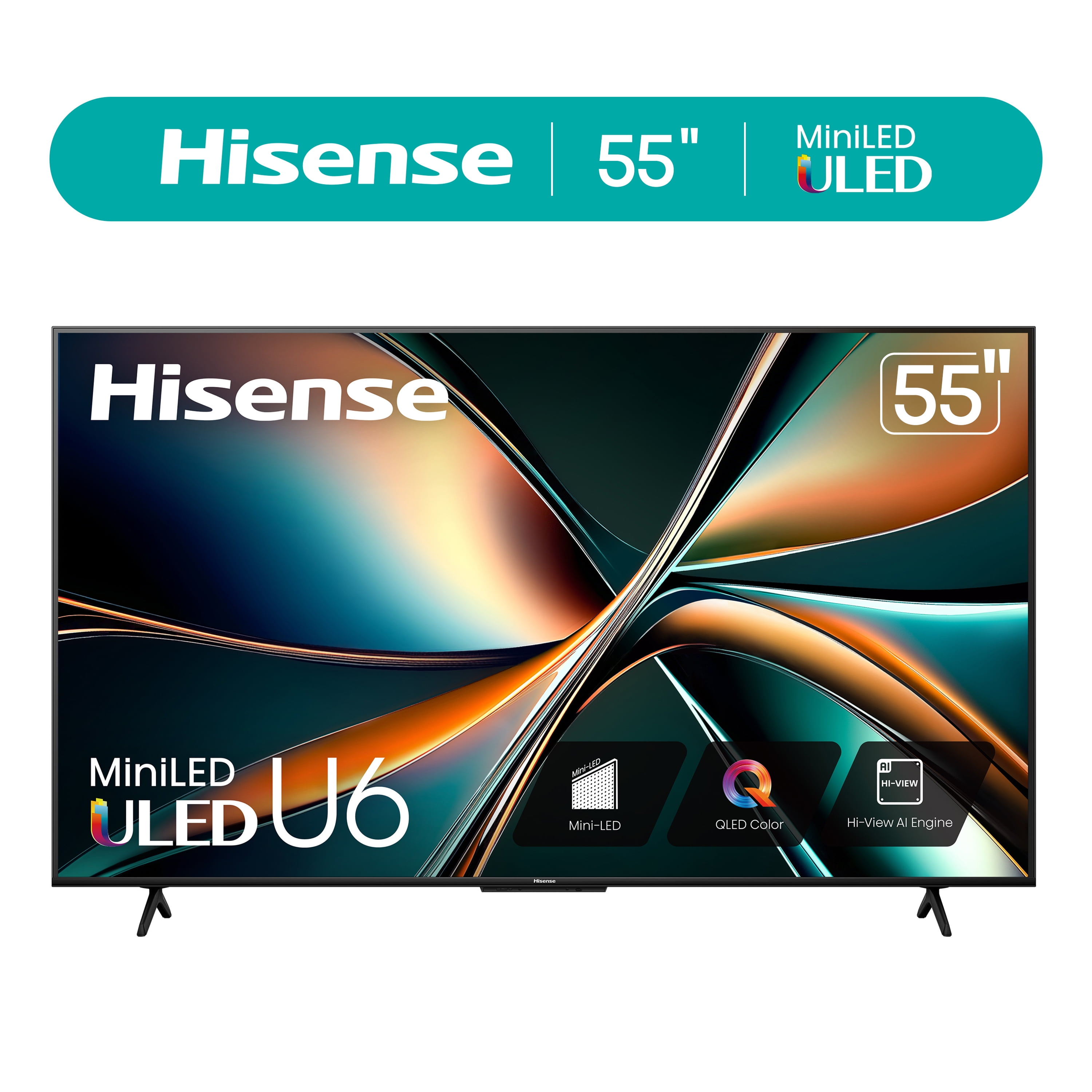 Hisense 55-Inch Class U6 Series Mini-LED ULED 4K UHD Google Smart TV (55U6N) - QLED Quantum Dot Color, Dolby Vision, Full Array Local Dimming, Game Mode Plus