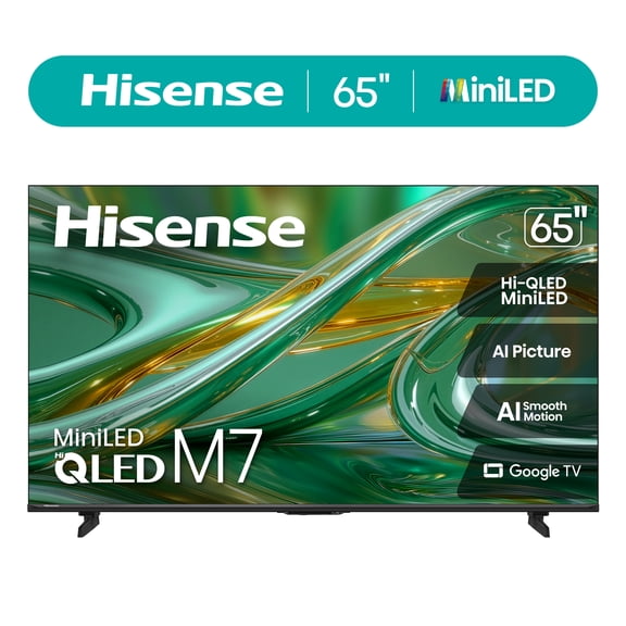 Hisense 65" M7 Mini-LED QLED 4K UHD Google Smart TV (65M7SG, 2026 Model) - Mini LED, Hi - QLED, Dolby Vision, Full Array Local Dimming, HDR10+, Built-in Subwoofer, Game Mode Pro, AI Smooth Motion