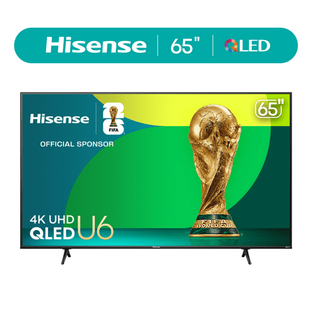 Hisense 65" Class U6HR Series QLED 4K UHD Roku Smart TV (65U6HR, 2024 Model) - QLED, Dolby Vision · Atmos, Motion Rate 240, Full Array Local Dimming, Voice Remote