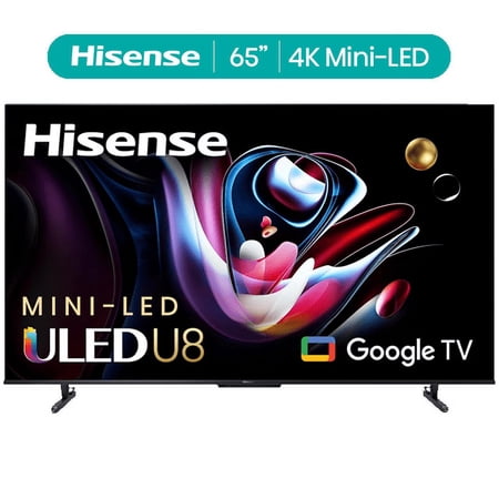 Hisense 65-Inch Class U8 Series Mini-LED ULED 4K UHD Google Smart TV (65U8K) - QLED, 480 Motion Rate, 144Hz Game Mode Pro, Dolby Vision IQ, HDMI 2.1, Alexa Compatibility, 2.1.2 Multi-Channel Audio