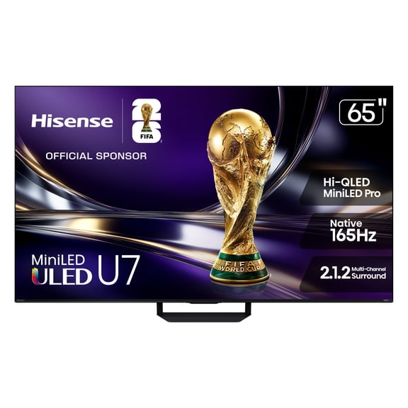 Hisense 65" Class U7 Series MiniLED QLED UHD 4K HDR Smart Google TV (65U7SG, 2026 Model) - Hi-QLED, Native 165Hz, VRR 330, HDR10+, Dolby Vision IQAtmos, IMAX Enhanced, Anti-Reflection, 2.1.2 Ch
