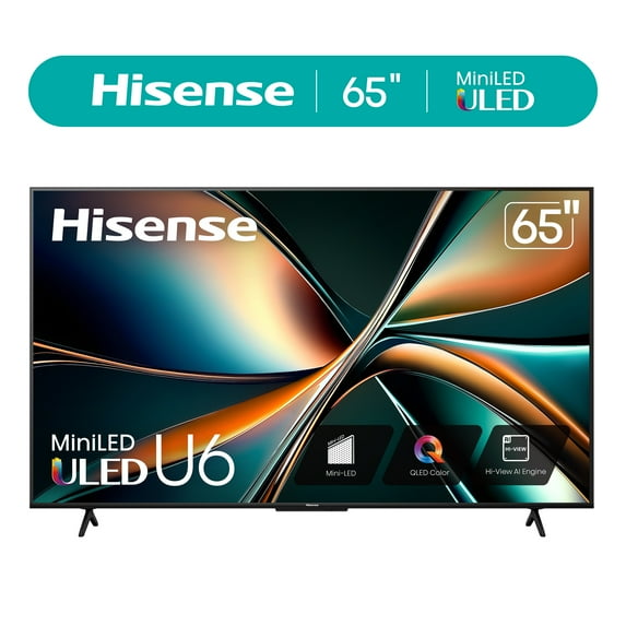 Hisense 65-Inch Class U6 Series Mini-LED ULED 4K UHD Google Smart TV (65U6N) - QLED Quantum Dot Color, Dolby Vision, Full Array Local Dimming, Game Mode Plus