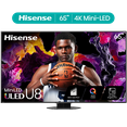 thumbnail image 1 of Hisense 65-Inch Class U8 Series Mini-LED Pro+ ULED 4K UHD Google Smart TV (65U8N, 2024) - QLED Quantum Dot Color, Dolby Vision, Native 144Hz, Up to 3000-Nit, Full Array Local Dimming, Motion Rate 480, 1 of 26