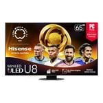 Hisense 65" Class U8 Mini-LED ULED 4K UHD Google Smart TV (65U8QG, 2025 Model) - QLED, Native 165Hz, VRR 288, Up to LD5600, 5000 Nits, HDR10+, Dolby Vision IQ . Atmos, IMAX Enhanced, 4.1.2 Ch Audio
