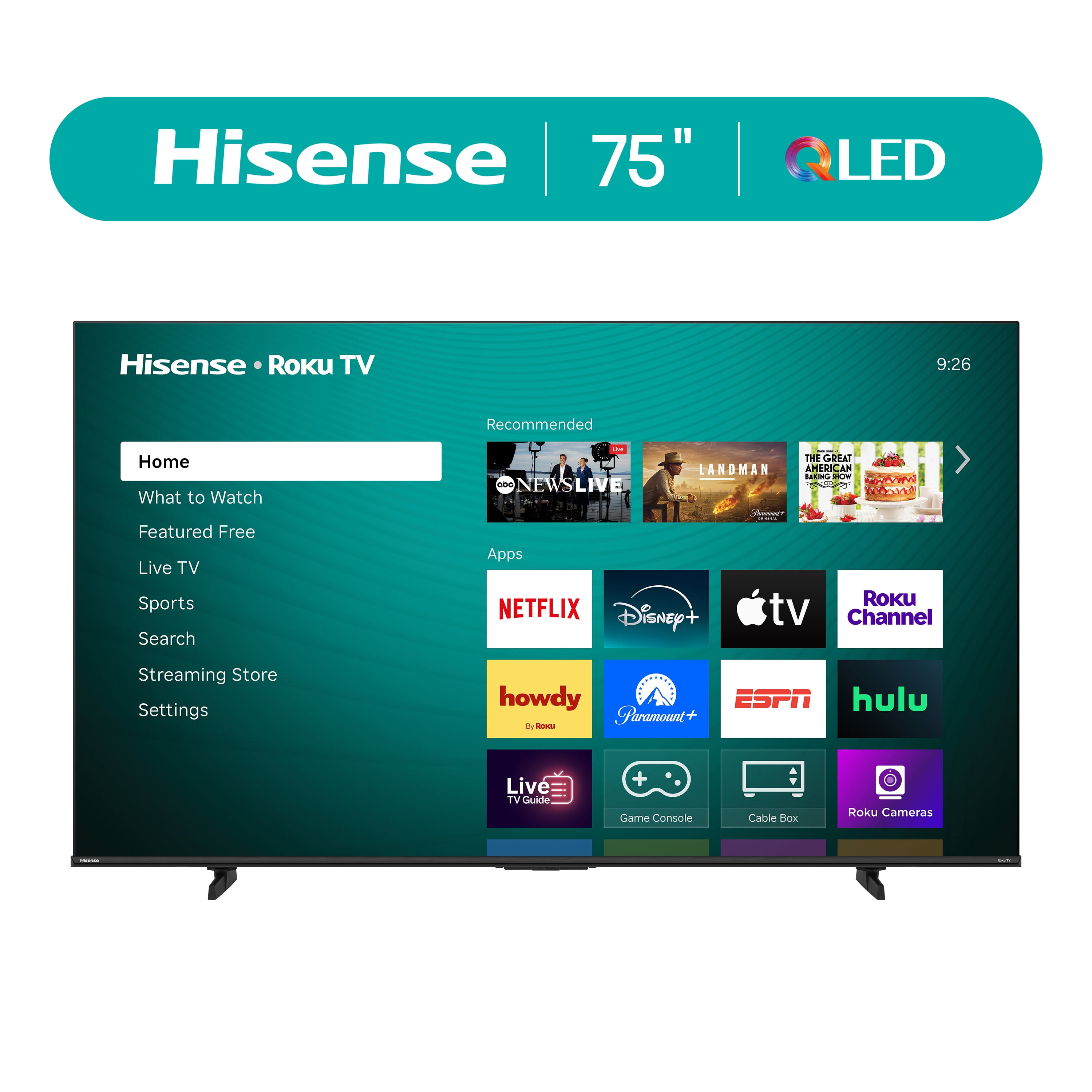Hisense 75" Class H5 Series QLED 4K UHD Roku Smart TV (75H5QBR, 2025 Model) - QLED, Dolby Vision, HDR10, AI Sports Mode, Game Mode Plus, Google Assistant