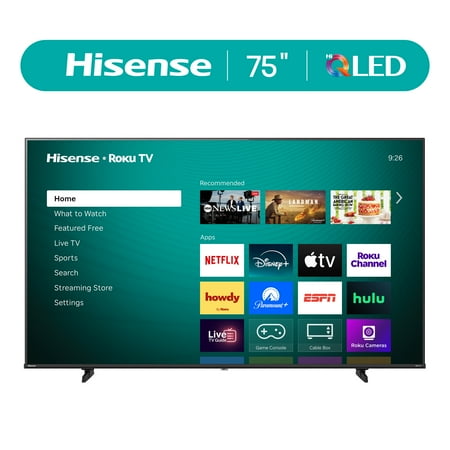 Hisense 75" Class H5 Series QLED 4K UHD Roku Smart TV (75H5QBR, 2025 Model) - Dolby Vision, HDR10, AI Sports Mode, Game Mode Plus, Google Assistant