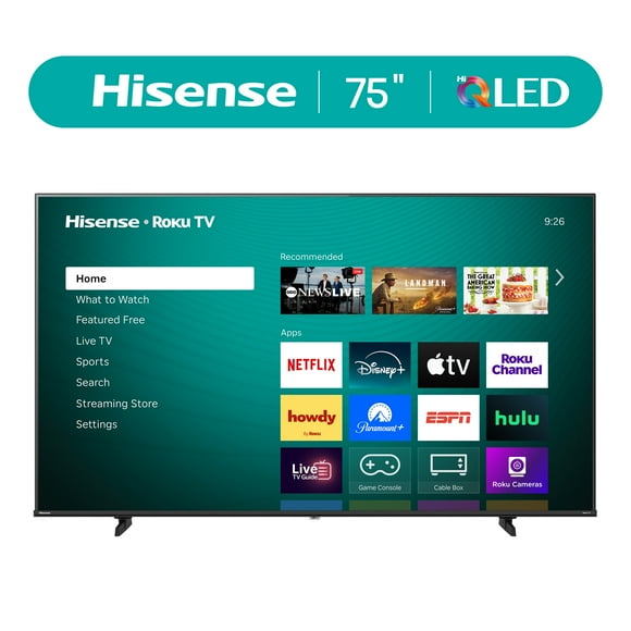 Hisense 75" Class H5 Series Hi-QLED 4K UHD Roku Smart TV (75H5QBR, 2025 Model) - Hi-QLED, Dolby Vision, HDR10, AI Sports Mode, Game Mode Plus, Google Assistant