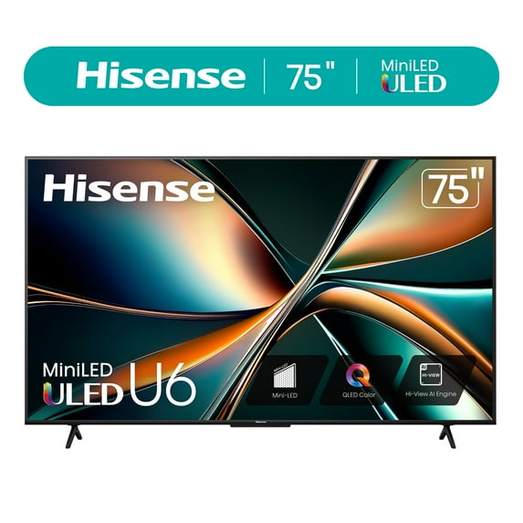 Hisense 75-Inch U6 Series Mini-LED ULED 4K UHD Google Smart TV (75U6N) - Full Array Local Dimming