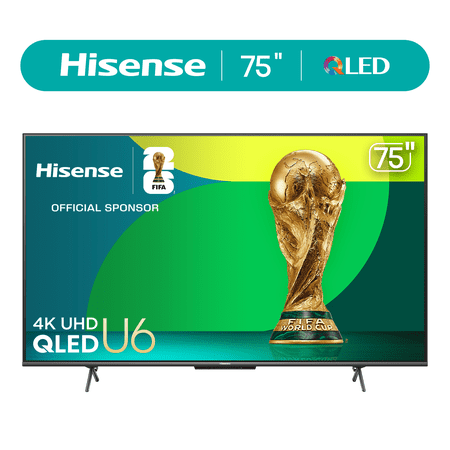 Hisense 75-Inch Class U6H Series ULED 4K UHD Google Smart TV (75U6H) - QLED, 600 Nits, Dolby Vision & Atmos, 240 Motion Rate, Game Mode Plus, Voice Remote