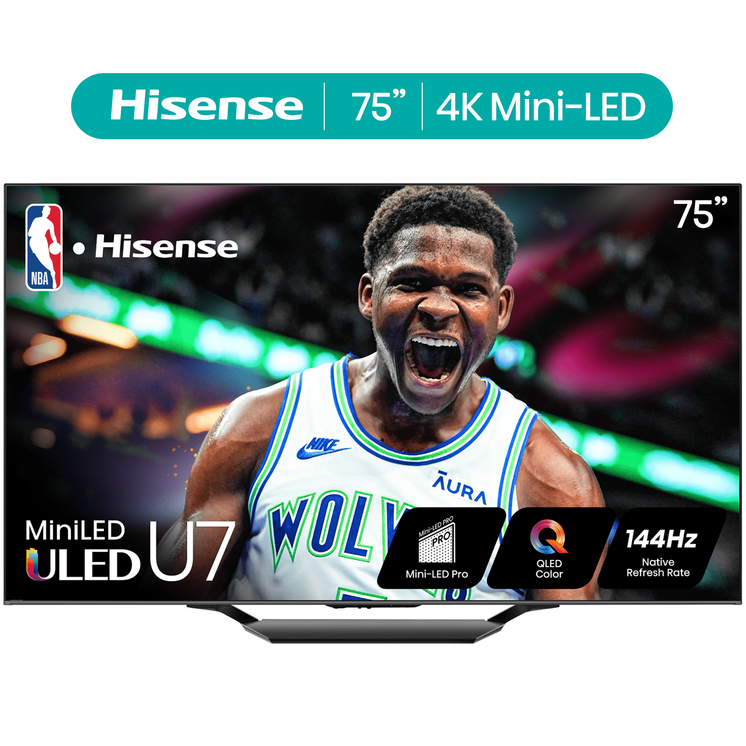 Hisense 75-Inch Class U7 Series Mini-LED Pro ULED 4K UHD Google Smart TV (75U7N) - QLED Quantum Dot Color, Dolby Vision, Native 144Hz, Up to 1500-Nit, Full Array Local Dimming, Motion Rate 480