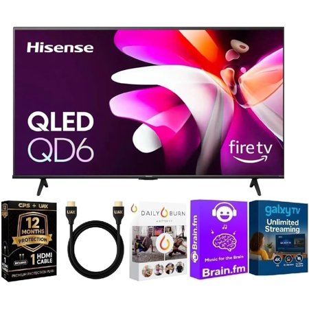 Hisense 75 inch Class QD65 Series QLED 4K UHD Smart Fire TV with Streaming Bundle HDMI Cable and 12 Month CPS Warranty for Brilliant Color Performance and Smart Entertainment