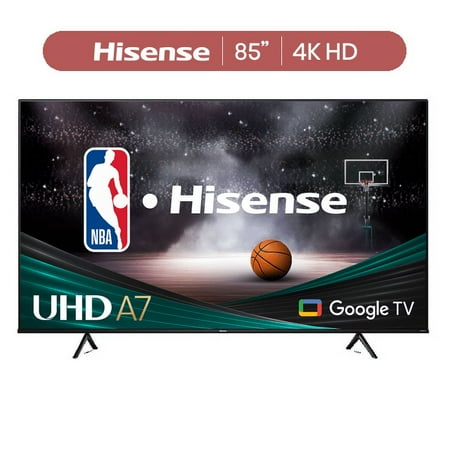 Hisense 85-Inch Class A7 Series 4K UHD Smart Google TV (85A7H), Dolby Vision HDR, DTS Virtual X, Sports & Game Modes, Voice Remote, Chromecast Built-in