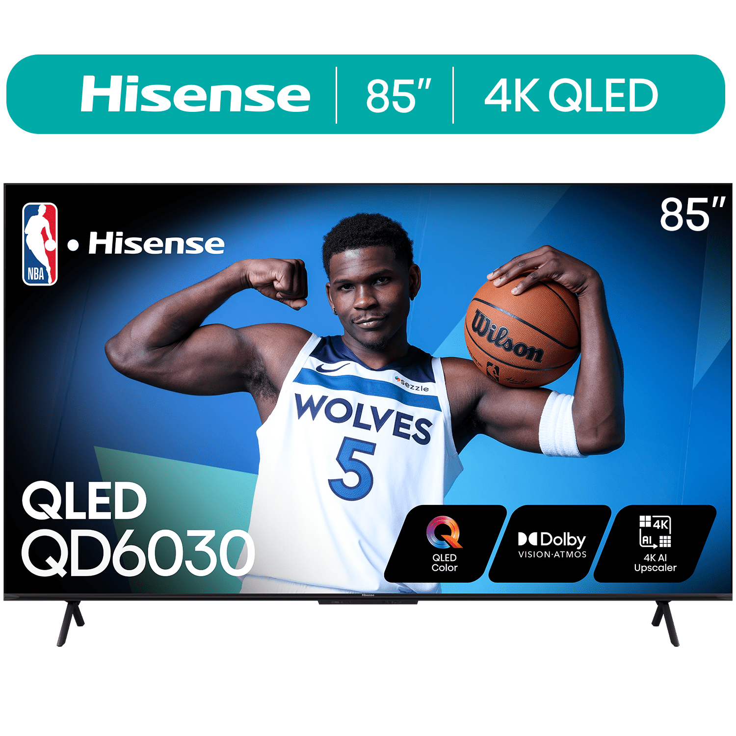 Hisense 85-Inch Class QD6030G Series QLED Google Smart TV (85QD6030G, 2025 Model) - QLED, Dolby Vision, Dolby Atmos, Motion Rate 120, HDR 10+, Game Mode Plus