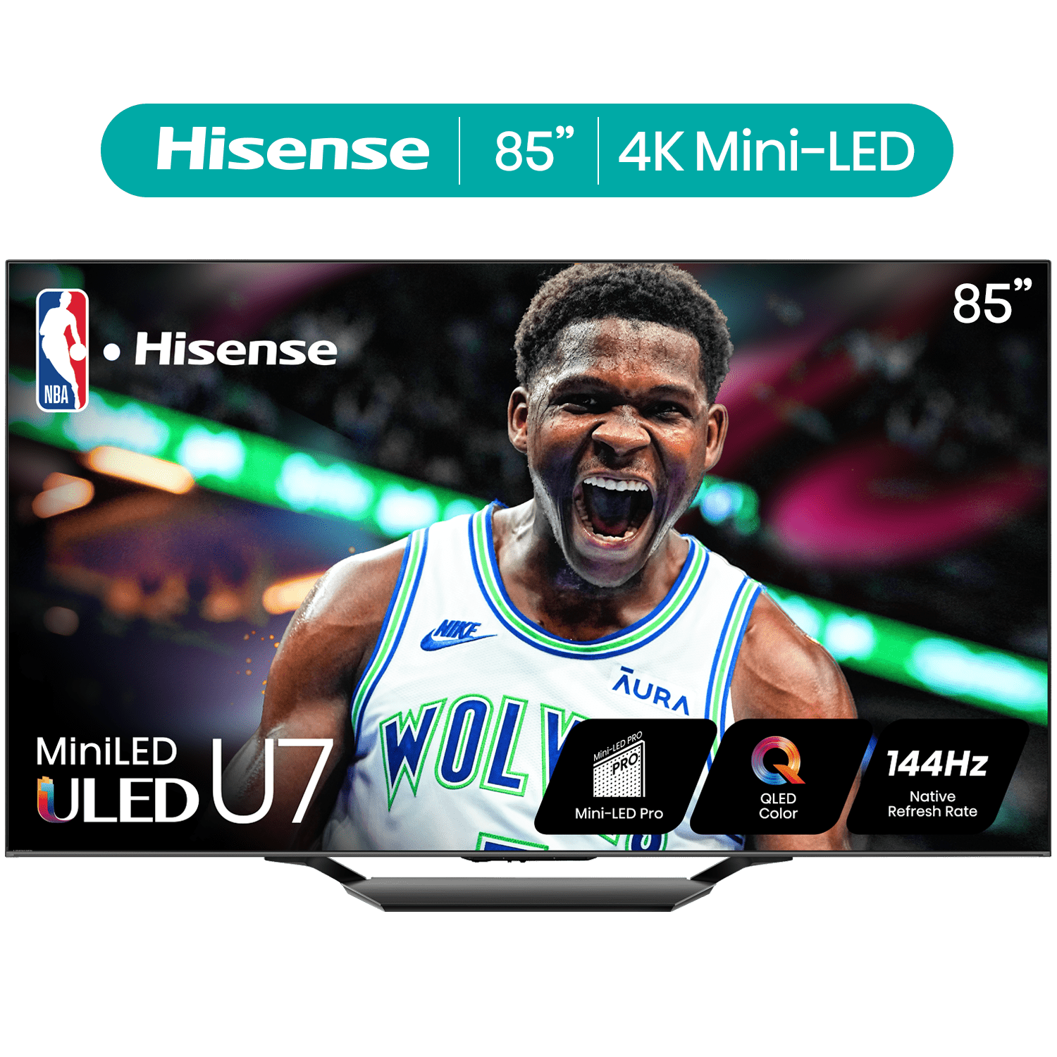 Hisense 85-Inch Class U7 Series Mini-LED Pro ULED 4K UHD Google Smart TV (85U7N) - QLED Quantum Dot Color, Dolby Vision, Native 144Hz, Up to 1500-Nit, Full Array Local Dimming, Motion Rate 480