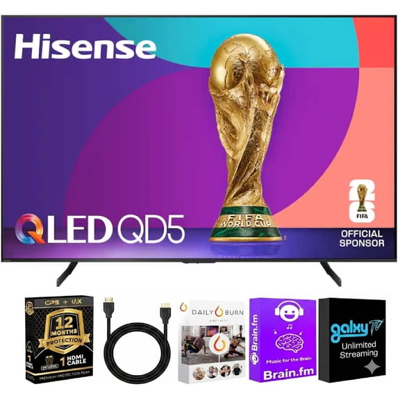 Hisense 98 Inch Class QD5 Series 4K UHD QLED Smart Google TV – Dolby Vision – HDR10 – 60Hz – Wi-Fi – Voice Remote – HDMI Cable + 12 Month CPS Warranty + Streaming Bundle