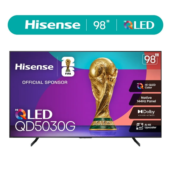 Hisense 98-Inch Class QD5030G Series Hi-QLED 4K UHD Google Smart TV (98QD5030G, 2025 Model) - Hi-QLED, Dolby Vision Atmos, Native 144Hz Game Mode Pro, HDR10+, AMD Freesync Premium, VRR & ALLM