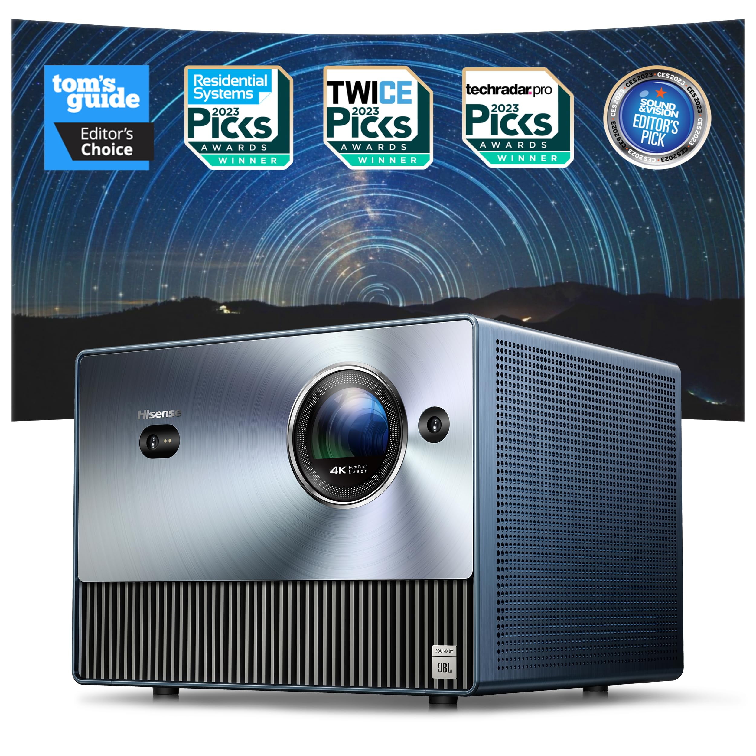 Hisense C1 Trichroma Laser 4K UHD Mini Projector with Dolby Vision, Dolby Atmos, & 1,600 Lumen Brightness