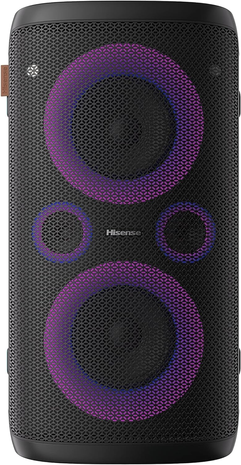 Hisense Ultimate Wireless Outdoor/Indoor Party Speaker with subwoofer (HP100) - 2.0CH, 300W, IPX4 Waterproof,15 Hour Long-Lasting Battery, Bluetooth5.0, DJ and Karaoke Mode