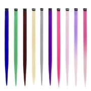 Hisgeru 10 Pcs 10Colors Hair Extensions 22 inch Party Highlights Clip for Hair