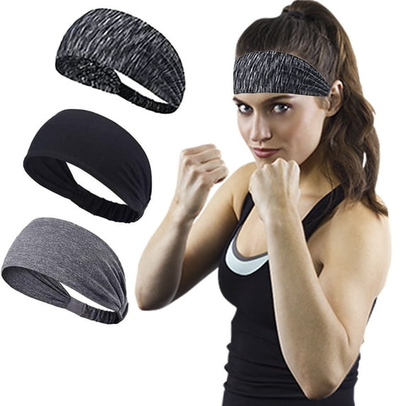 Hisgeru 3 Colors Elastic Polyester Workout Headbands for Women Men Sports Exercise