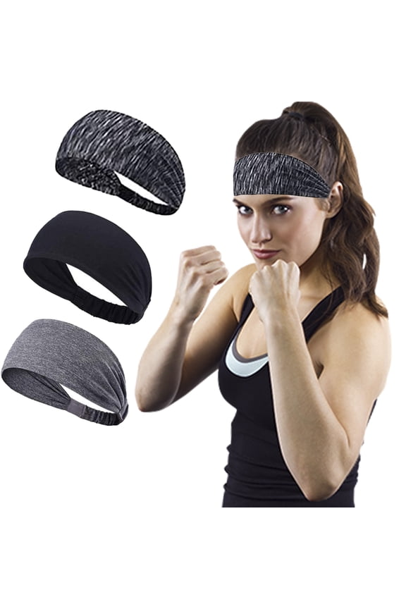 3 Colors Elastic Polyester Workout Headbands for Women Men Sports Exercise